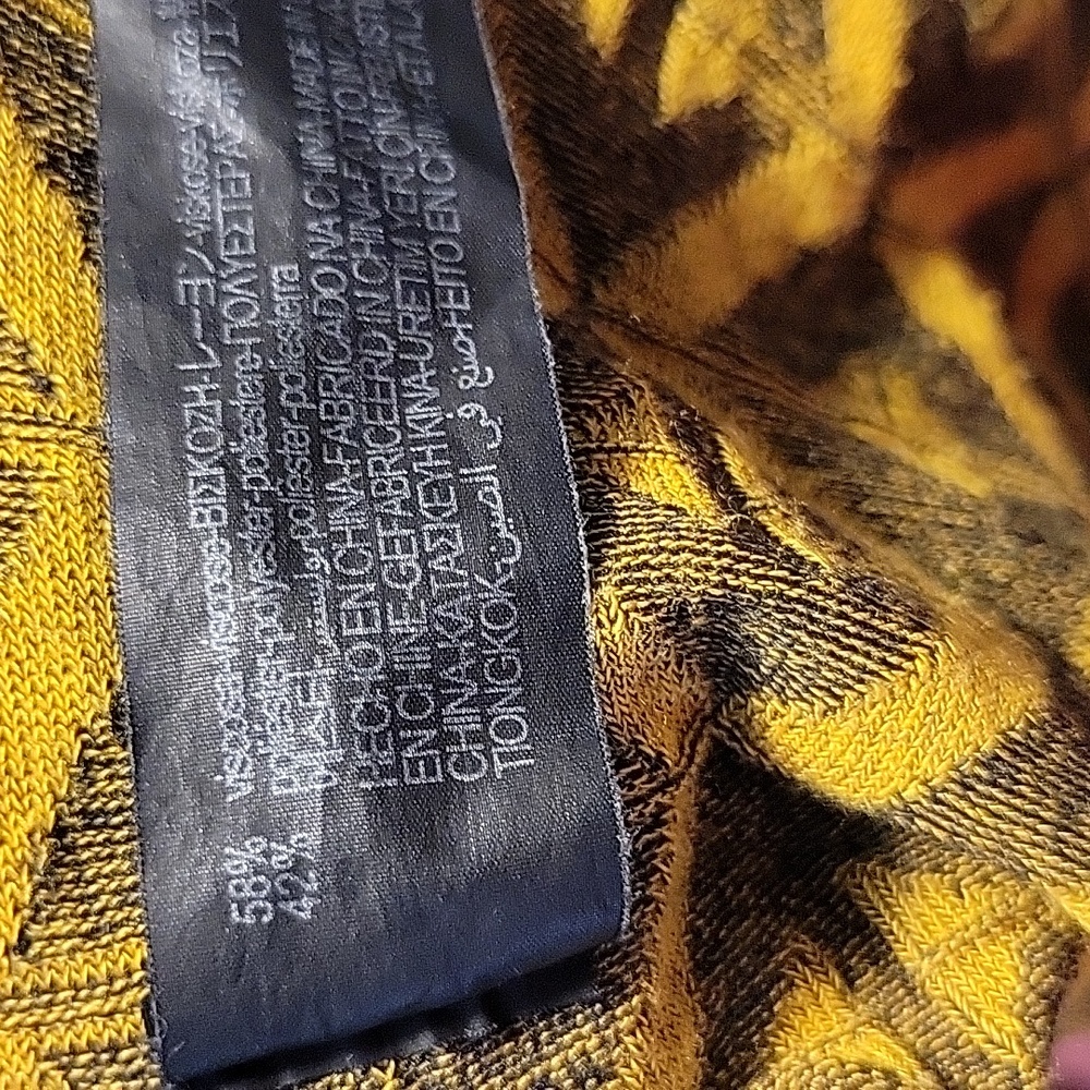 Zara Mustard & Black Patterned Bodycon Dress Long Puff Sleeves - Picture 6 of 7